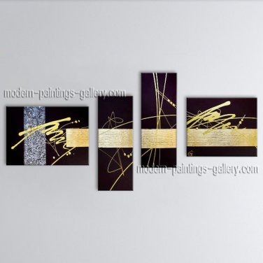 Hand-painted 4 Pieces Modern Abstract Painting Wall Art Interior Design