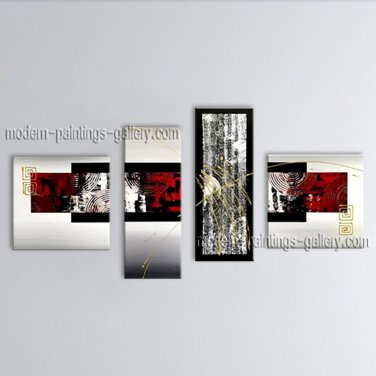 Hand-painted 4 Pieces Modern Abstract Painting Wall Art Oil On Canvas