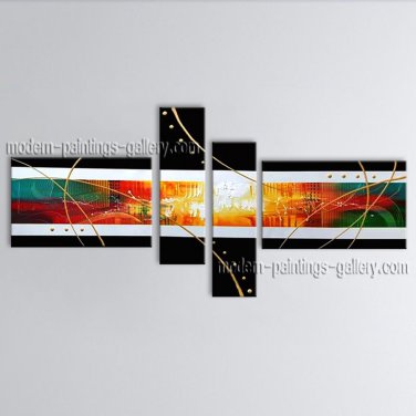 Hand Painted Tetraptych Modern Abstract Painting Wall Art Artwork Pictures
