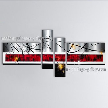 Hand Painted Tetraptych Modern Abstract Painting Wall Art Oil On Canvas