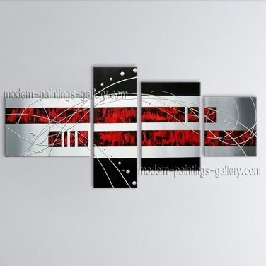 Handmade Tetraptych Modern Abstract Painting Wall Art On Canvas Artworks