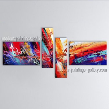 Hand Painted Tetraptych Modern Abstract Painting Wall Art Oil On Canvas