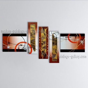 Hand Painted 5 Pieces Modern Abstract Painting Wall Art Contemporary Decor