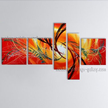 Hand-painted 5 Pieces Modern Abstract Painting Wall Art Artwork Images