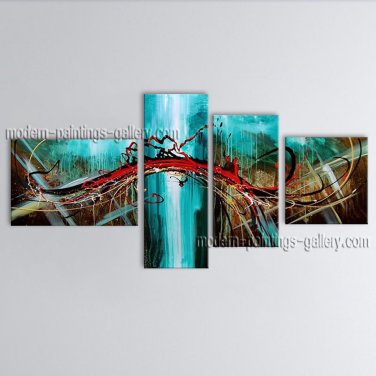 Hand Painted 4 Pieces Modern Abstract Painting Wall Art Interior Design