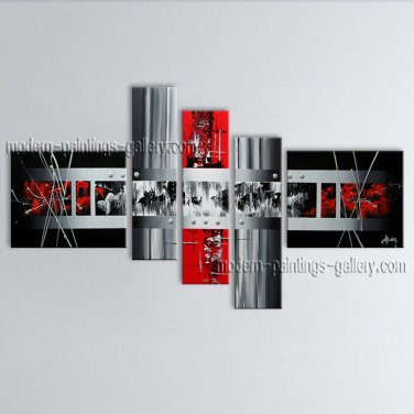 Hand-painted 5 Pieces Modern Abstract Painting Wall Art Interior Design
