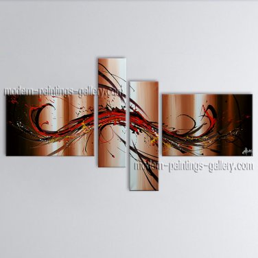 Handmade Tetraptych Modern Abstract Painting Wall Art On Canvas Artworks