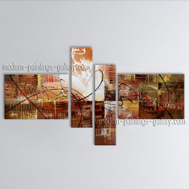 Hand Painted Tetraptych Modern Abstract Painting Wall Art Artist Artworks