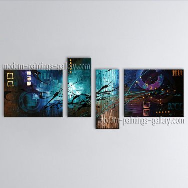 Hand Painted Tetraptych Modern Abstract Painting Wall Art Artwork Images