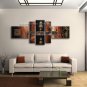 Hand-painted 5 Pieces Modern Abstract Painting Wall Art Inner Stretched