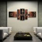 Hand-painted 5 Pieces Modern Abstract Painting Wall Art Inner Stretched