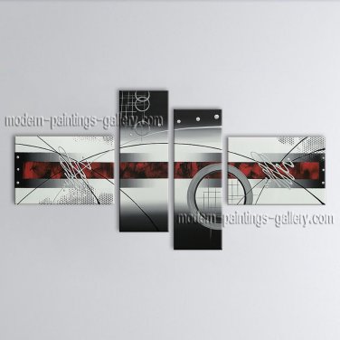 Hand Painted Tetraptych Modern Abstract Painting Wall Art Inner Stretched