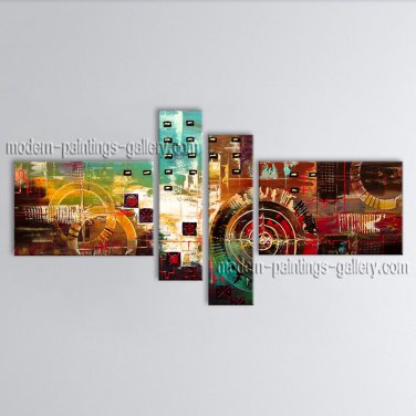 Hand Painted 4 Pieces Modern Abstract Painting Wall Art Oil On Canvas