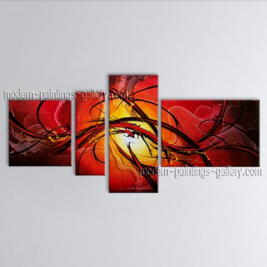 Hand-painted 4 Pieces Modern Abstract Painting Wall Art Contemporary Decor