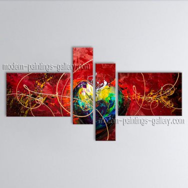 Hand Painted Tetraptych Modern Abstract Painting Wall Art Ready To Hang