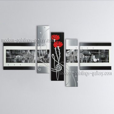 Handmade Pentaptych Modern Abstract Painting Wall Art On Canvas Artworks