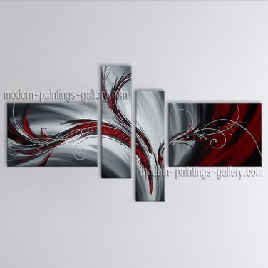 Hand Painted Tetraptych Modern Abstract Painting Wall Art Gallery Wrapped