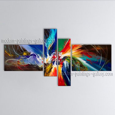 Hand Painted Tetraptych Modern Abstract Painting Wall Art Gallery Wrapped
