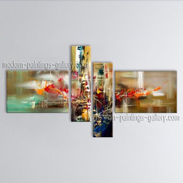 Hand Painted 4 Pieces Modern Abstract Painting Wall Art Artwork Images