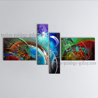 Hand-painted Tetraptych Modern Abstract Painting Wall Art Artwork Images