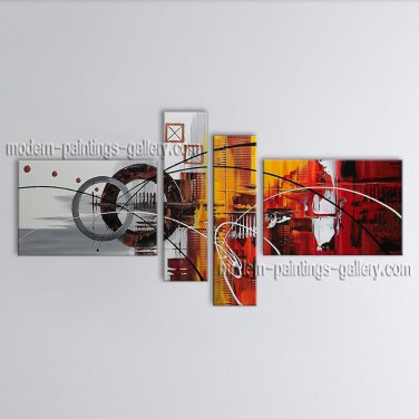 Hand Painted 4 Pieces Modern Abstract Painting Wall Art Interior Design