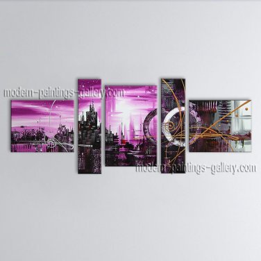 Hand Painted 5 Pieces Modern Abstract Painting Wall Art Decoration Ideas