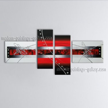 Hand-painted Tetraptych Modern Abstract Painting Wall Art Inner Framed