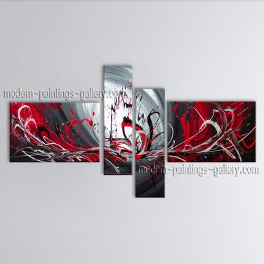 Hand-painted 4 Pieces Modern Abstract Painting Wall Art Contemporary Decor