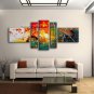 Hand Painted Pentaptych Modern Abstract Painting Wall Art Inner Stretched
