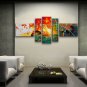 Hand Painted Pentaptych Modern Abstract Painting Wall Art Inner Stretched