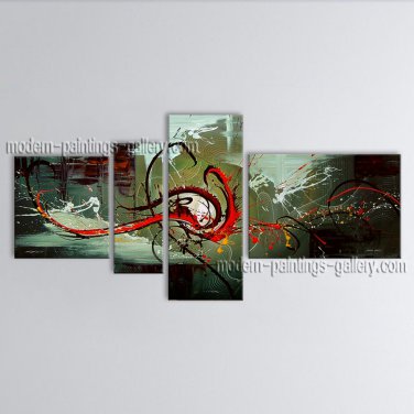 Hand-painted 4 Pieces Modern Abstract Painting Wall Art Interior Design