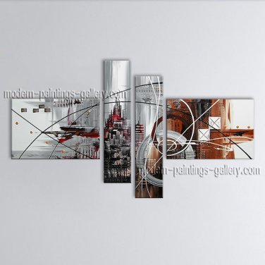 Hand Painted 4 Pieces Modern Abstract Painting Wall Art Artist Artworks