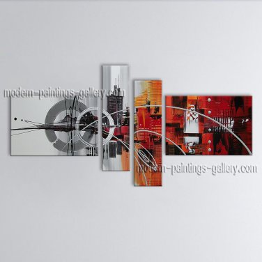 Hand-painted 4 Pieces Modern Abstract Painting Wall Art Artwork Images
