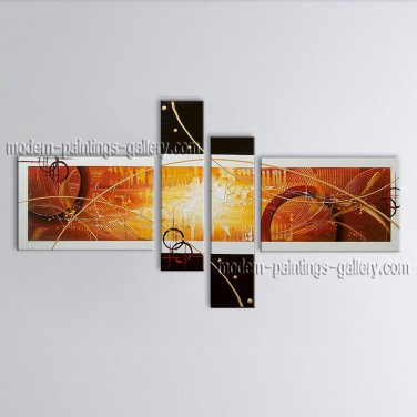 Hand Painted 4 Pieces Modern Abstract Painting Wall Art Interior Design