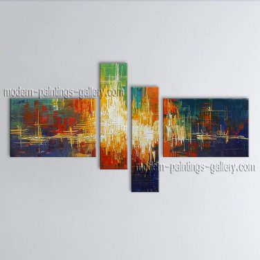 Handmade Tetraptych Modern Abstract Painting Wall Art On Canvas Artworks