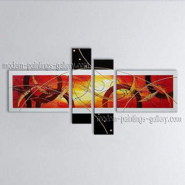 Hand-painted Tetraptych Modern Abstract Painting Wall Art Artist Artworks