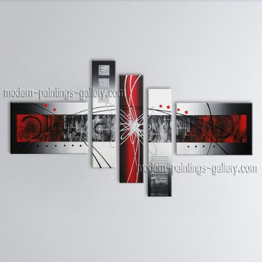 Handmade Pentaptych Modern Abstract Painting Wall Art On Canvas Artworks