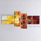 Hand-painted 4 Pieces Modern Abstract Painting Wall Art Inner Stretched