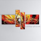 Hand Painted 4 Pieces Modern Abstract Painting Wall Art Gallery Wrapped
