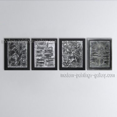 Hand Painted Tetraptych Modern Abstract Painting Wall Art Decoration Ideas