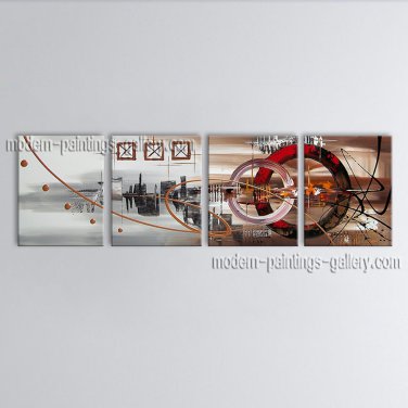 Handmade Tetraptych Modern Abstract Painting Wall Art Contemporary Decor