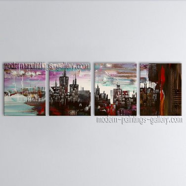 Hand-painted Tetraptych Modern Abstract Painting Wall Art Oil On Canvas