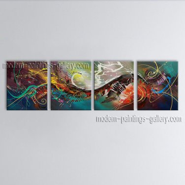 Hand-painted 4 Pieces Modern Abstract Painting Wall Art Contemporary Decor
