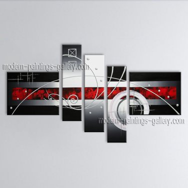 Hand Painted Pentaptych Modern Abstract Painting Wall Art Ready To Hang