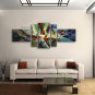 Hand-painted Pentaptych Modern Abstract Painting Wall Art Gallery Wrapped