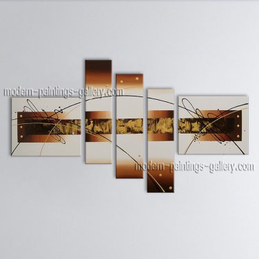 Hand-painted Pentaptych Modern Abstract Painting Wall Art Artwork Images