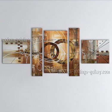 Hand-painted Pentaptych Modern Abstract Painting Wall Art Inner Stretched