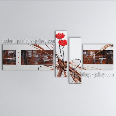 Handmade Tetraptych Modern Abstract Painting Wall Art Contemporary Decor