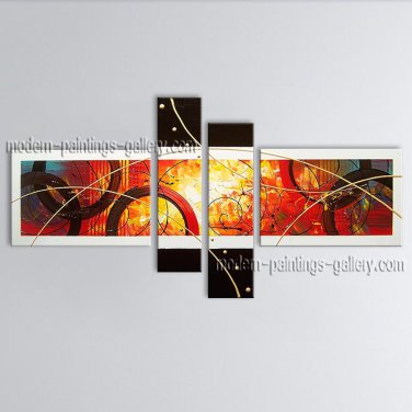 Hand Painted Tetraptych Modern Abstract Painting Wall Art Ready To Hang