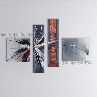 Hand Painted Tetraptych Modern Abstract Painting Wall Art Artwork Images